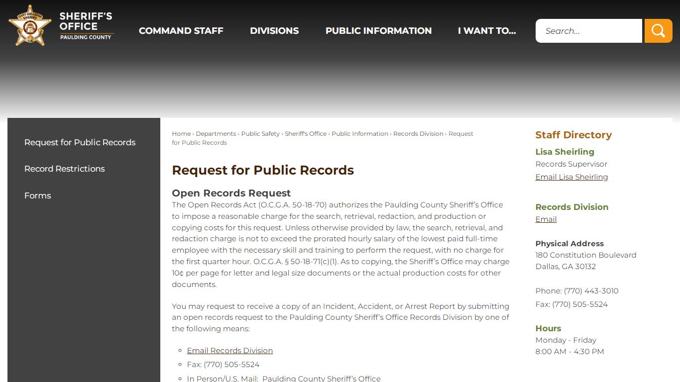 Request for Public Records | Paulding County, GA